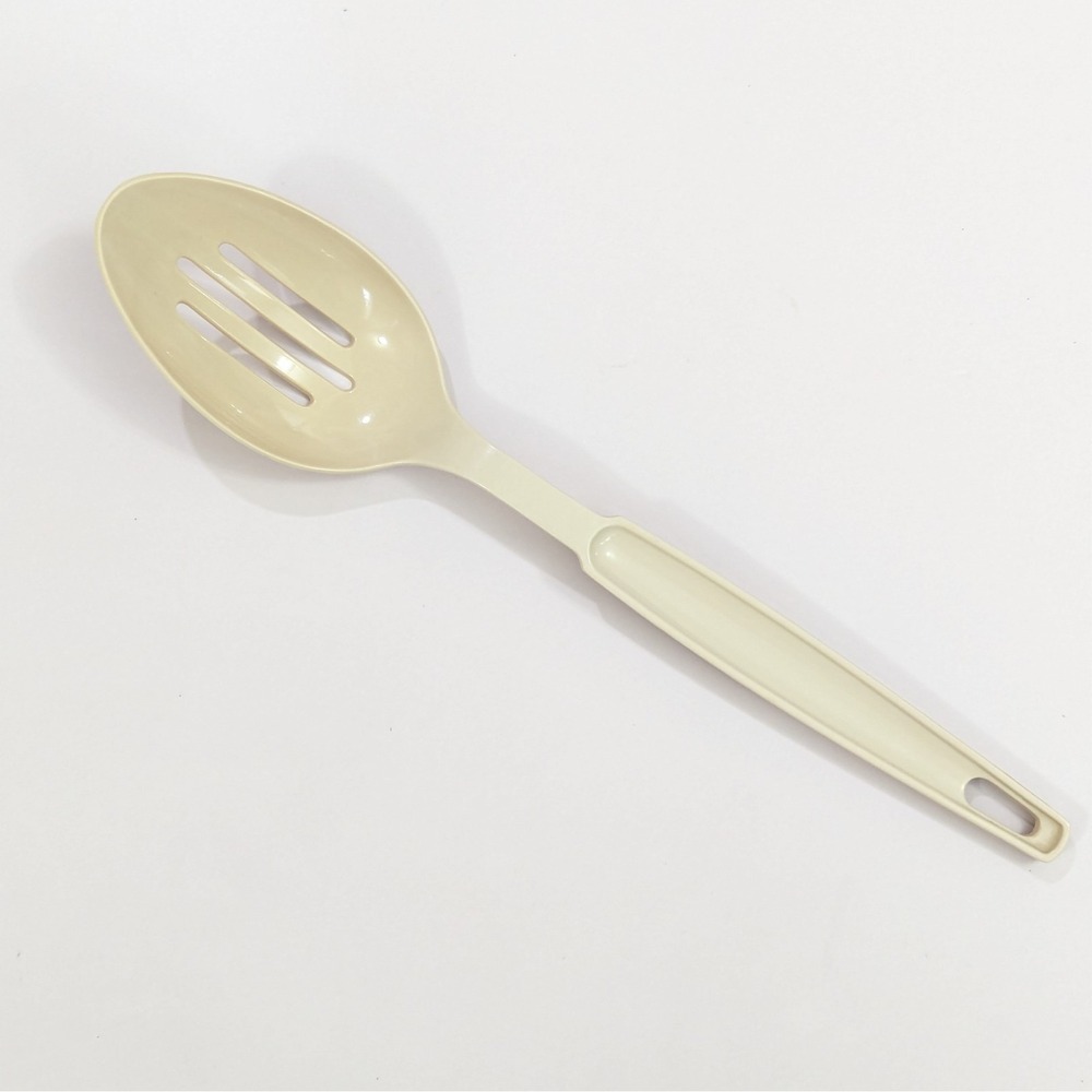 Vintage EKCO Slotted Serving Spoon Nylon Plastic Almond - USA